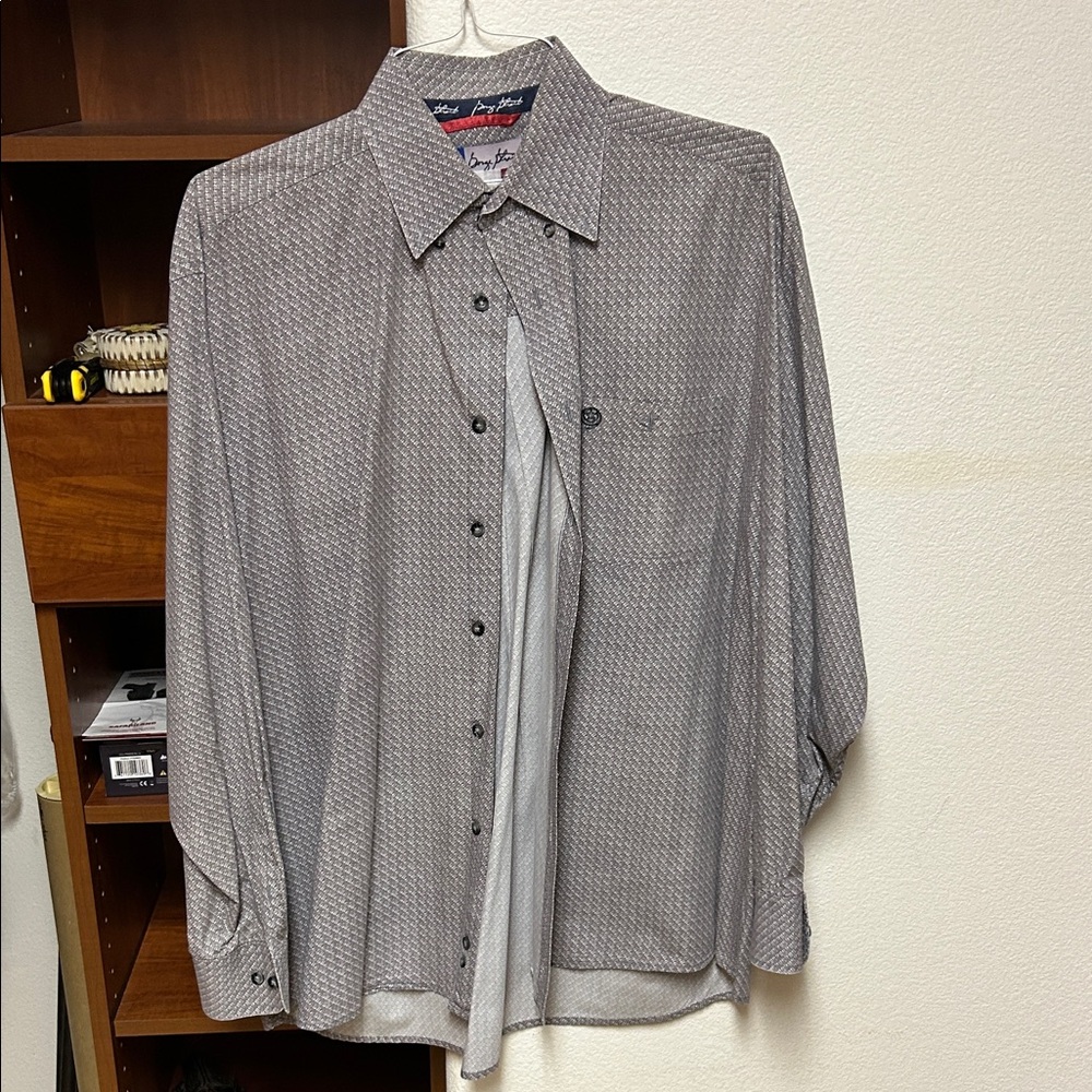 Wrangler Gray Patterned Button-Up Shirt